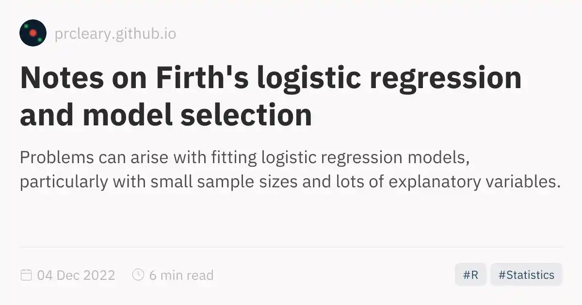 Notes on Firth's logistic regression and model selection